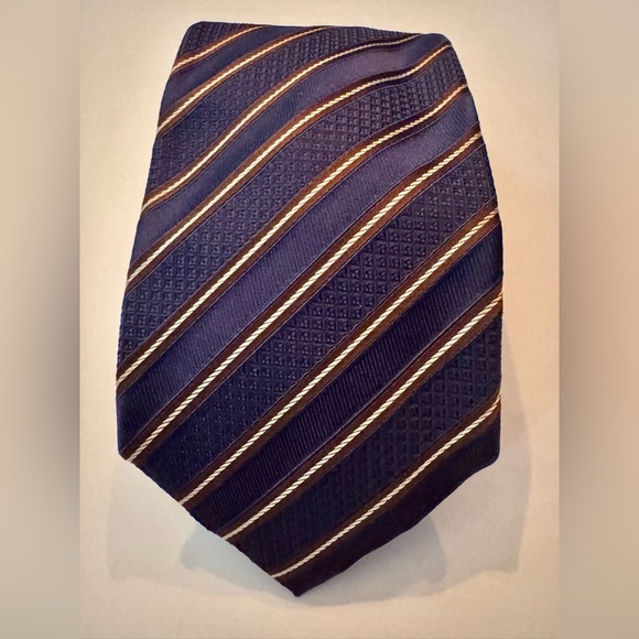 Canali Purple and Gold/Dark Brown Diagonal Striped Tie - Picture 1 of 7